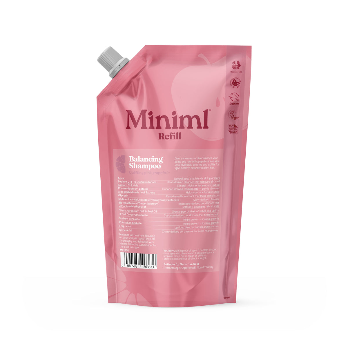 Miniml Balancing Shampoo - Uplifting Pink Grapefruit - 1L Refill