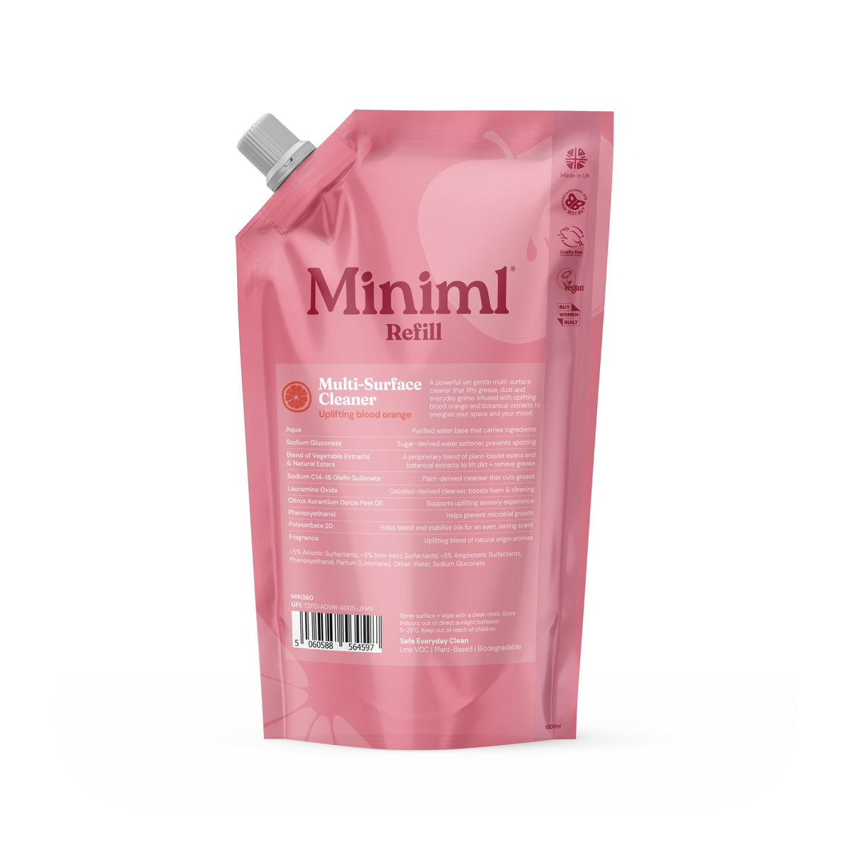 Miniml Multi-Surface Cleaner - Uplifting Blood Orange - 1L Refill