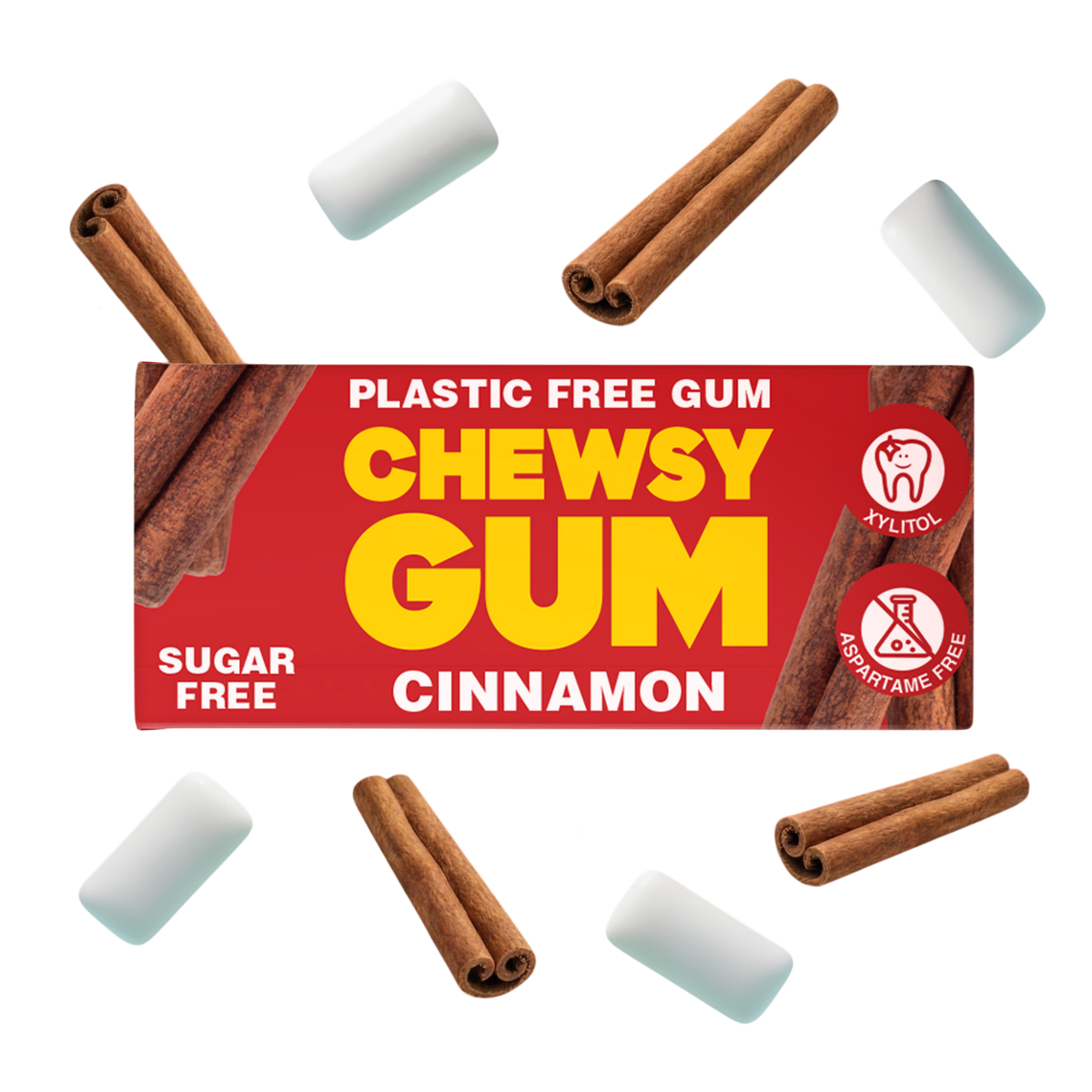 Chewsy Cinnamon plastic-free chewing gum 15g