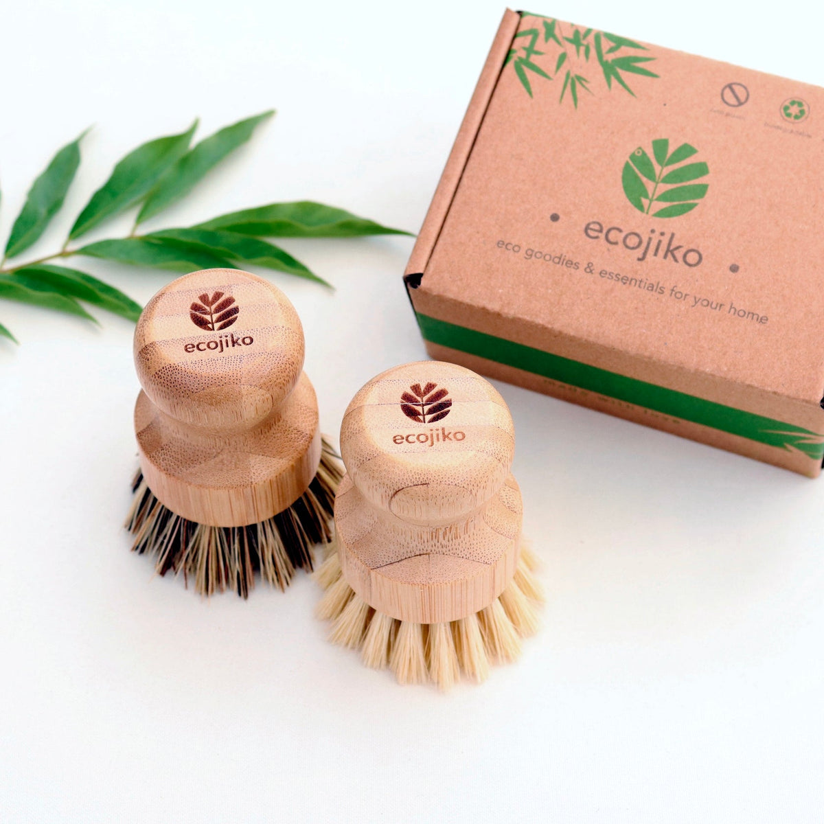 ecojiko bamboo pot scrubbers – stiff and soft pair