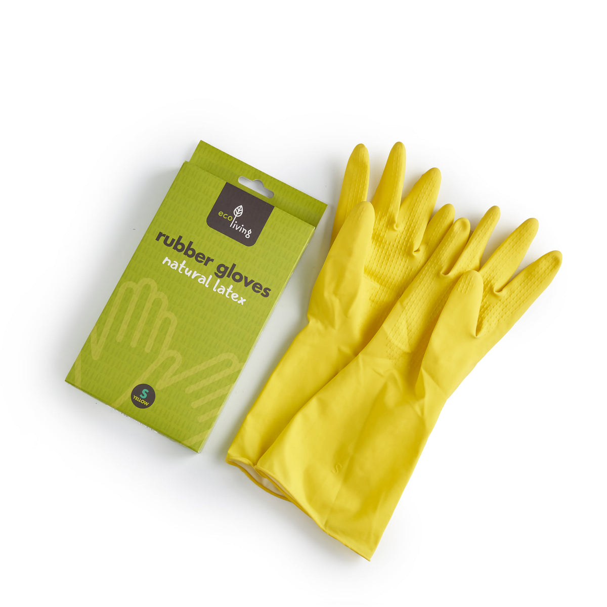 ecoLiving natural latex rubber gloves yellow