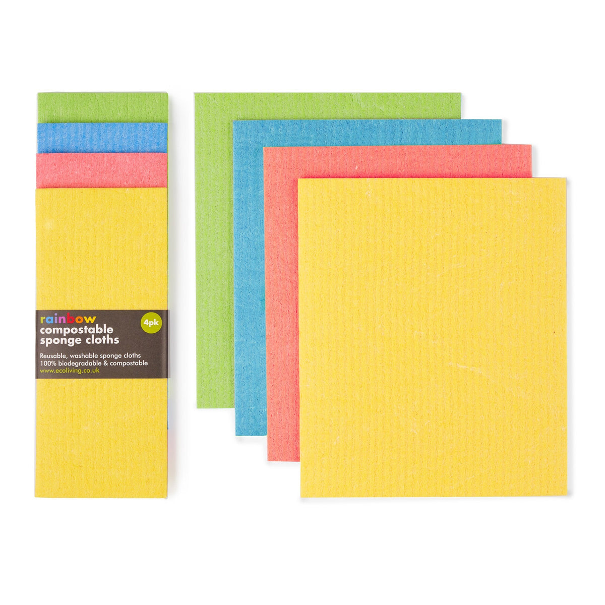 ecoLiving rainbow compostable sponge cloths 4 pack
