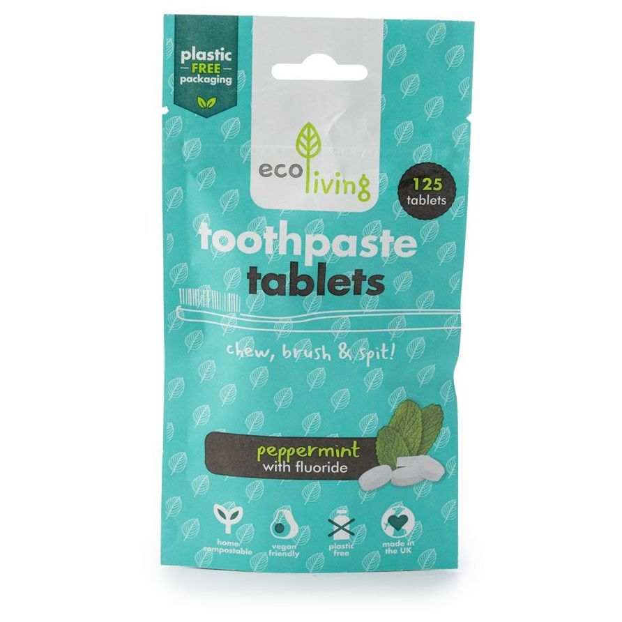 ecoLiving mint toothpaste tablets with fluoride 125 tablets
