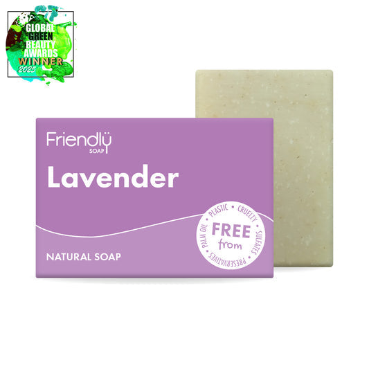 Friendly Soap Lavender natural soap bar and packaging