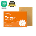 Friendly Soap Orange and Grapefruit natural soap bar and packaging